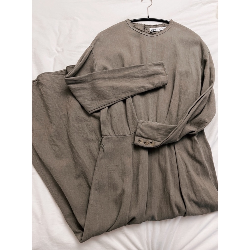 ZARA｜NWOT Long Sleeve Maxi Skirt One Piece Dress Moss Green Sz S